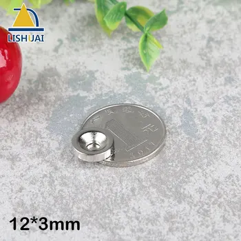 

LISHUAI 50 Pieces/Pack 12*3mm hole 4 Magnetic Materials Countersunk Neodymium Magnet Mini Small Round Disc Newest