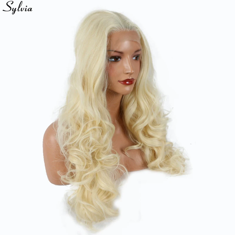 Sylvia 613 # блонд термостойкие синтетические волосы кружевные передние парики