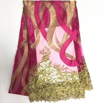 

M08 Coral Color French Lace Fabric High Quality African Tulle Lace Fabric Guipure Mesh Nigerian Lace Fabrics For Wedding Dress