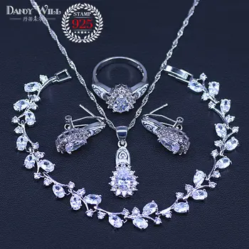 

Pear Rubber Paint White Zircon silver color Jewelry Sets For Women Engagement Earrings/Pendant/Necklace/Ring/Bracelets