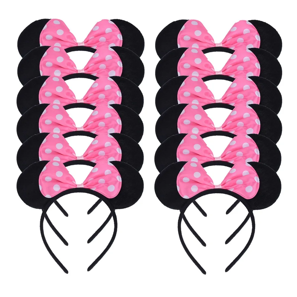 12 шт./лот черный лук ободок с мышиными ушками вечерние Baby Shower День рождения