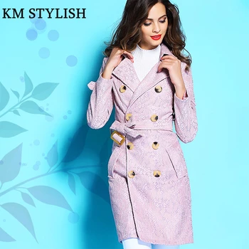 

Breeze Lace Vintage Double Breasted Slim Medium-long Autumn Fashion Formal Slim OL Lace Trench