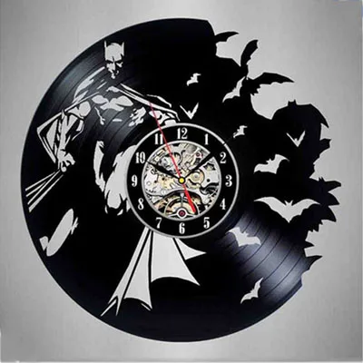 Винтажные настенные часы с виниловой пластинкой, современный дизайн, декоративные часы с изображением Бэтмена для мальчиков, настенные часы, домашний декор, бесшумные 12 дюймов - Цвет: 6