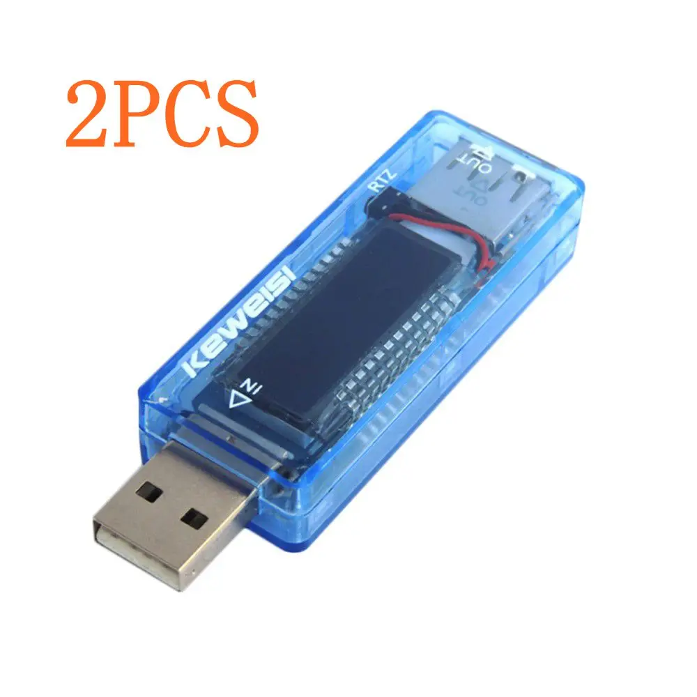 2PCS Portable LED Digital USB Voltage and Current Detector Tester 