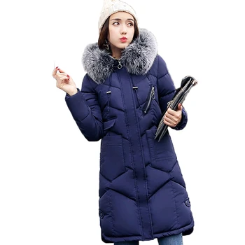 

2017 New Women Winter Coat Warm Parkas Overcoat High Quality Hooded Parka Jaqueta Feminina Slim Long Cotton-padded Parkas YP0444
