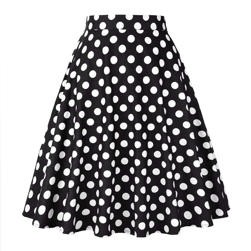 

2019 Women Polka Dot Big Swing Summer Skirts High Waist Sexy Pinup 50S 60S Vintage Rockabilly Skirt Skater Midi Skirts Plus Size