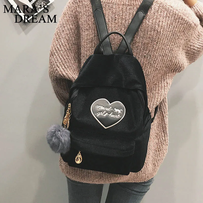 Mara's Dream велюровый женский рюкзак, женские милые большие рюкзаки, школьная сумка высокого качества, Подростковая маленькая сумка, корейский рюкзак