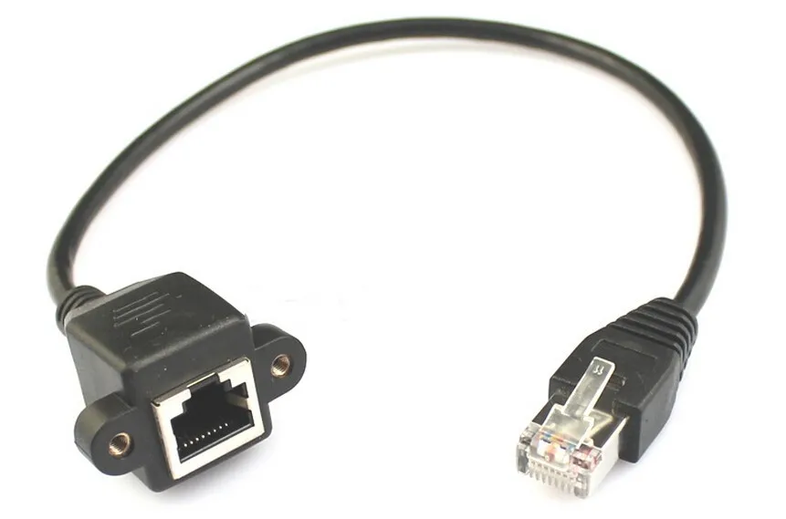 

Wholesale 1.5M rj45+ Male to Female Screw panel mount Ethernet LAN Network extension Cable + screws