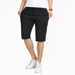 Мужские черные шорты повседневное ежедневно уличная мужской эластичный пояс по колено низ Лето Досуг мульти карманы дизайн короткие