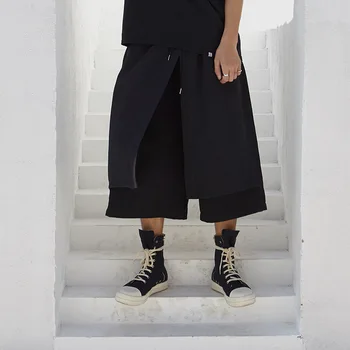 

Men Fashion Show Japan Kimono Pant Loose Wide Leg Pant Male Casual Skirt Trousers Streetwear Hip Hop Punk Harem Pants