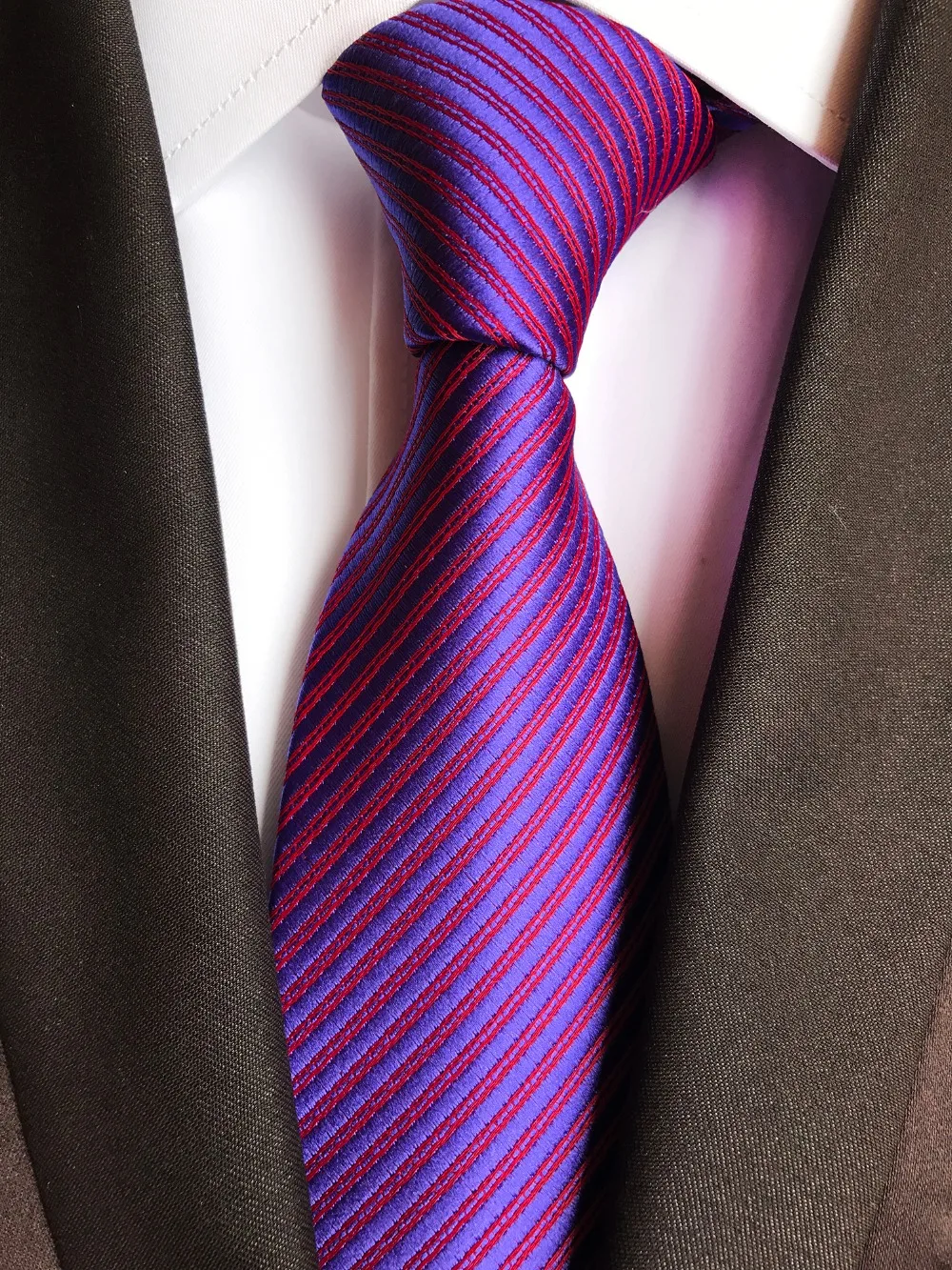 Новый бренд 8 см Классические однотонные полосатые галстуки для мужчин жаккардовый тканый 100% шелковый галстук Бизнес Свадебная вечеринка