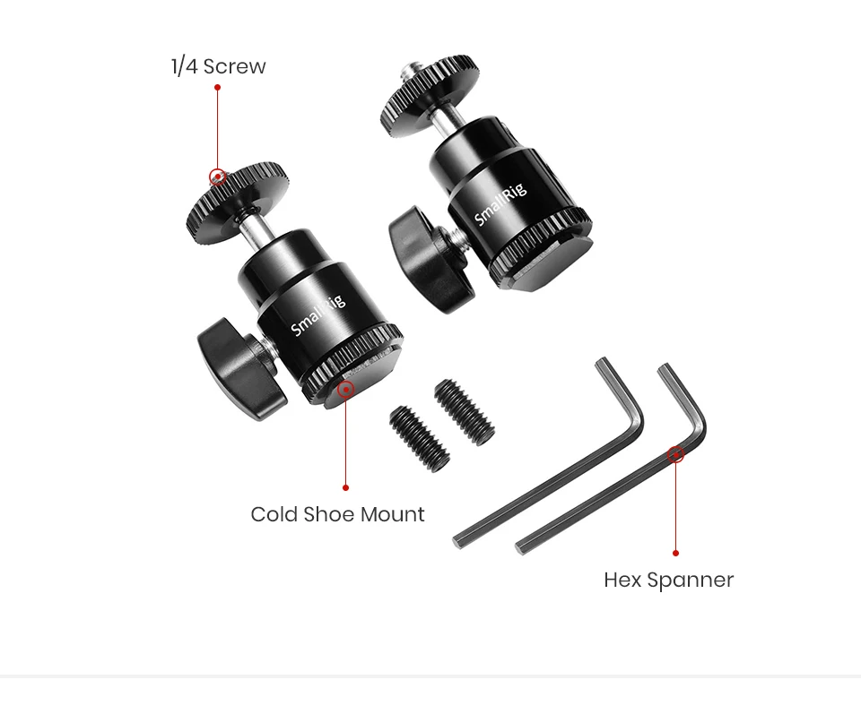 SmallRig 1/" камера Горячий башмак крепление с дополнительным 1/4" винт поддержки кронштейн Dslr Холодный башмак(2 шт в упаковке)-2059