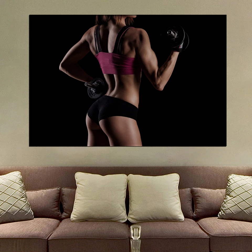 Sexy Sport Girl Abs Fitness Workout Pose Female Fabric Poster Living Room Home Wall Decorative Canvas Silk Art Print Cb34 Painting Calligraphy Aliexpress
