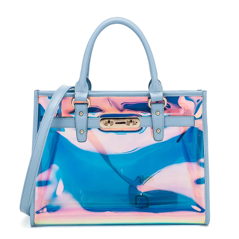 

Payot Blue Transparent Handbag for Women Transparent Purse Ladies Tote