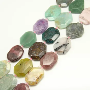 

Approx 9pcs full strand Natural Stones Faceted Octagon Shape Spacer Charms Bracelet,Cut Slab Slice Gems Craft Necklace Jewelry