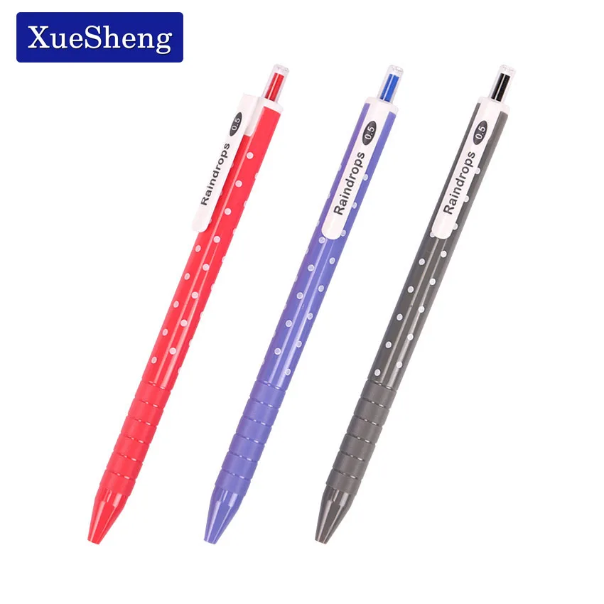 Милая Шариковая ручка в горошек, разные цвета в произвольном порядке, красный, синий, серый, для офиса, школы, 0,5 мм, синяя чернильная ручка, B-590E