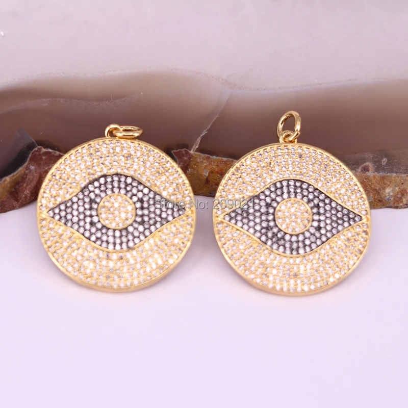 5 шт. Micro Pave CZ фианит Форма глаз кулон для Цепочки и ожерелья Создание Шарм ювелирные изделия
