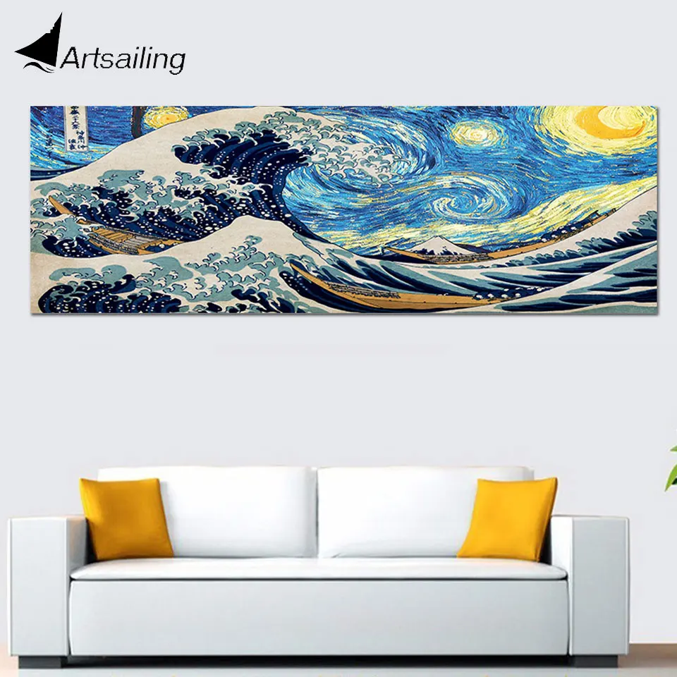 1 панель great wave off Kanagawa Bathmat модульные фотографии постер настенные художественные