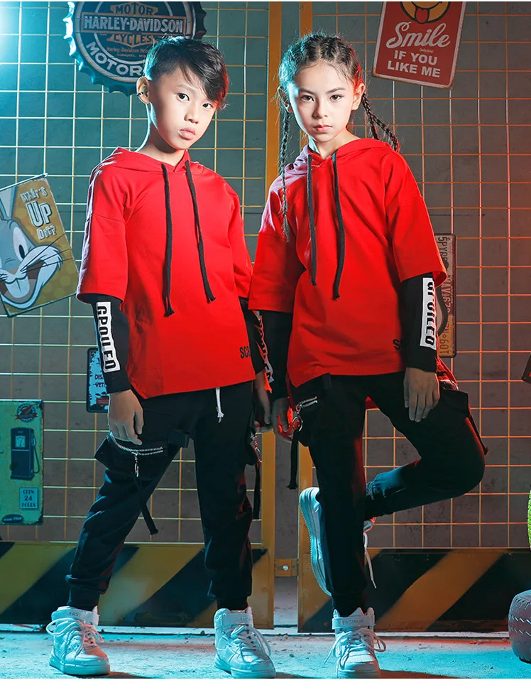Cheap Stage Competition Korean Style Jazz Hiphop Dance Costume Hip Hop Clothes Children Pop Street Dance Wear Suit for Kids Boys Girls