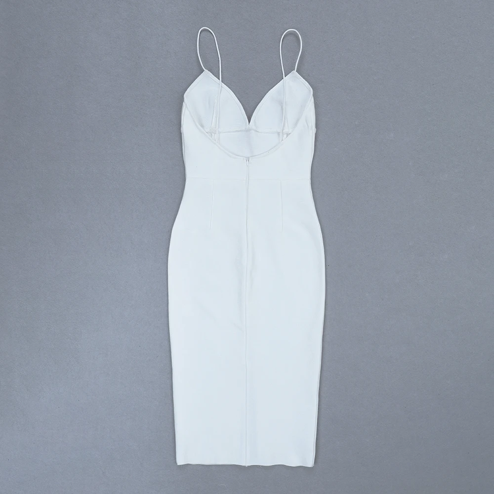 Женское элегантное платье с v-образным вырезом на тонких бретельках, белое, черное, сексуальное обтягивающее летнее платье с разрезом и открытой спиной, платья оптом