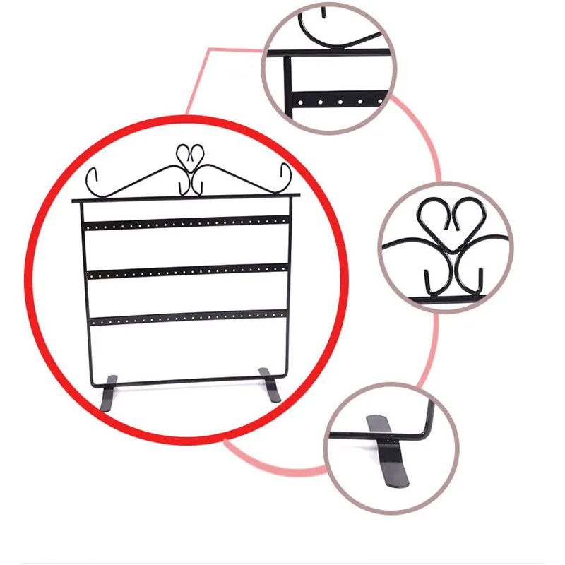  3 Layers 72 Holes Earring Jewelry Necklace Display Rack Metal Stand Holder Organizer storage shelf