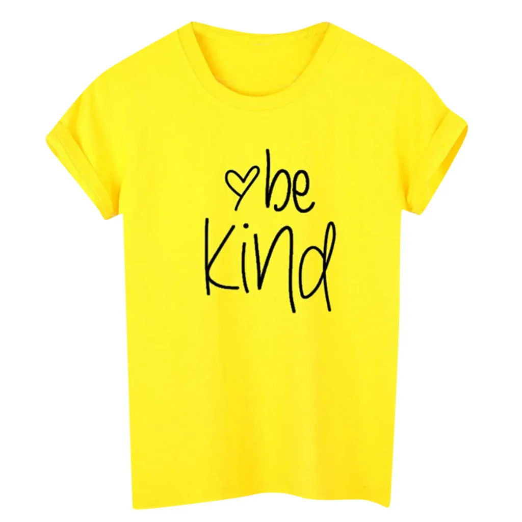 Бесплатная Страусиная Летняя женская футболка с надписью be kind коротким рукавом