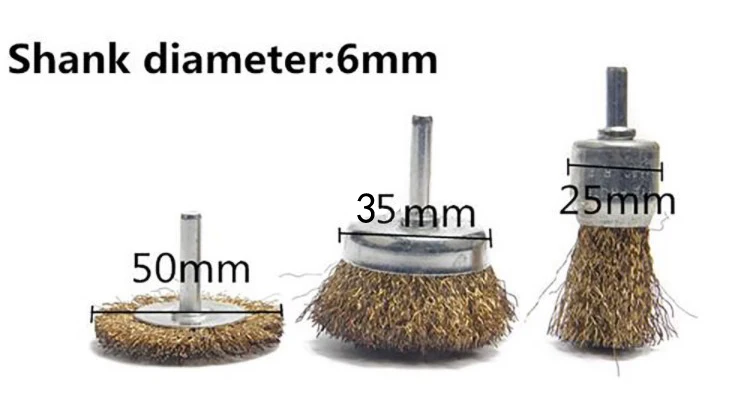 10 шт. проволочной щеткой колесо позолоченный металл 25 мм удаления ржавчины хвостовиком Медь абразивно-Полирующий материал щетки щетка для