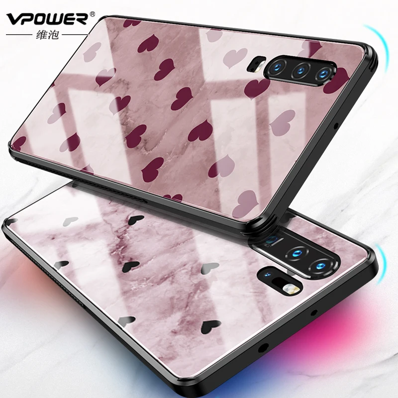 Стеклянный чехол Vpower P30 с узором для Huawei Pro защитный задняя крышка силиконовый