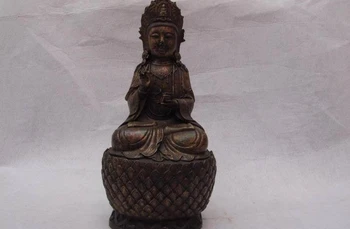 

12 Tibet bronze copper lotus flower kwan-yin Bodhisattva Avalokiteshvara Statue
