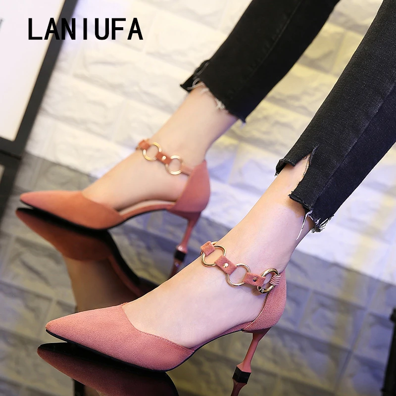 

Fashion new women Pointed Toe Ankle Strap High Heels Pumps shoes women Ladies Stiletto Thin Heels Dress shoes mujer zapatos #405