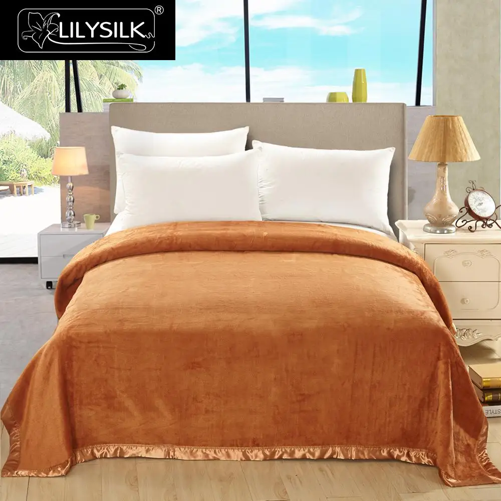 

LilySilk Blanket Silk Pure 100 Grade A Beauty Skin Care Luxury Yellow Pink Orange Queen King Home Textile Free shipping