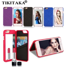 Модные Элегантные Леди 3D Кожаный Бумажник Флип Чехол Для iPhone 5 5S SE 6 6 S/Плюс Многофункциональный Зеркало Двойной Слой Крышка Слота Карты