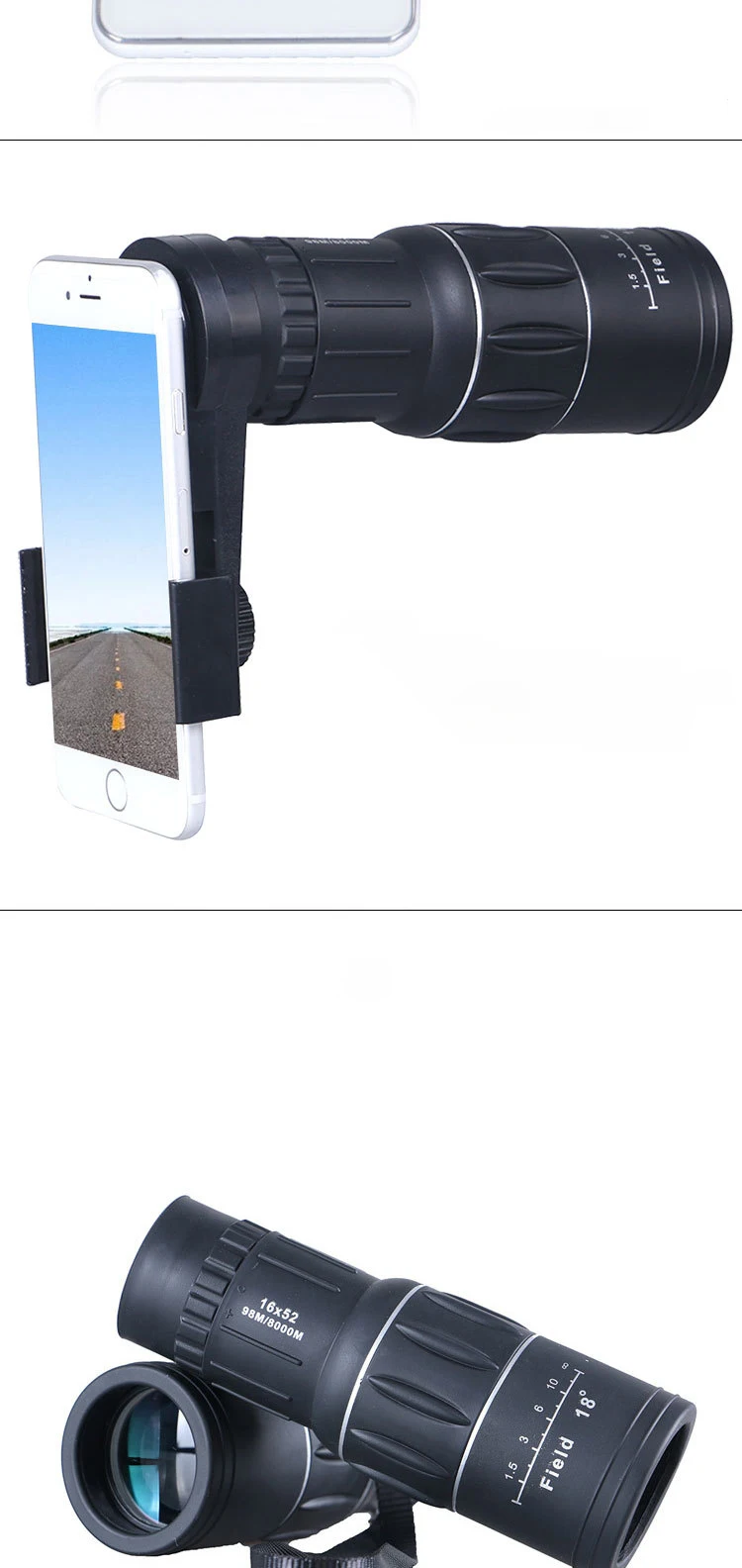 16x52 Монокуляр высокой четкости с низким освещением Видимый мобильный телефон фото телескоп Охота наблюдение за птицами путешествия