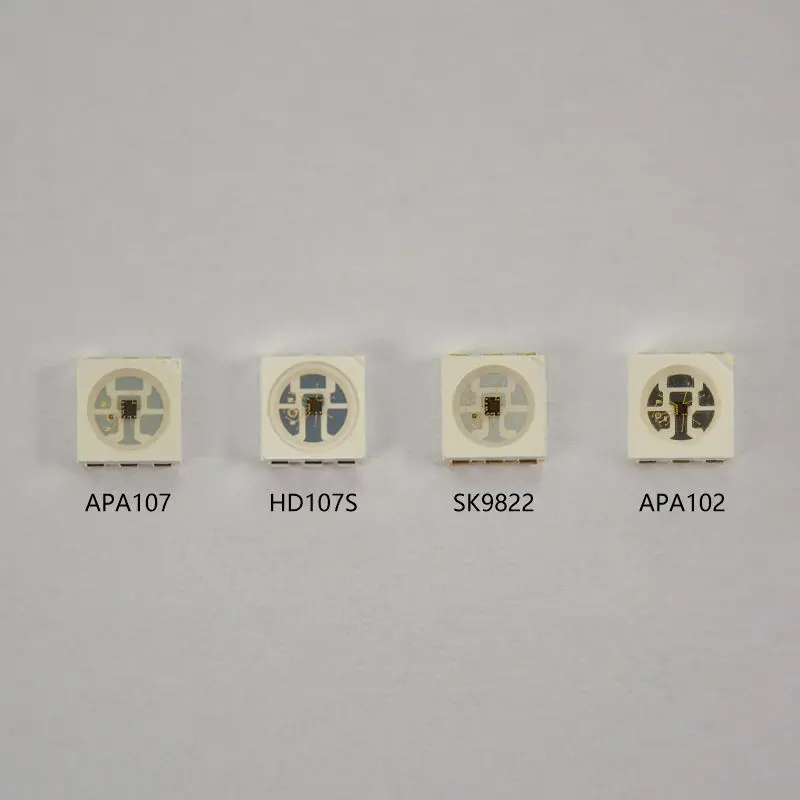 APA107/HD107S/SK9822/APA102 5050 SMD доступный rgb-светодиод чип, 6 контактов SMD 5050 встроенный IC, вход DC5V, 0,3 Вт, 60ма; SOP-6; 1000 шт/рулон