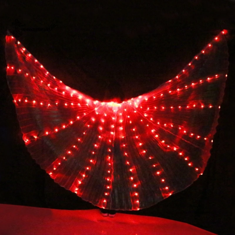 Яркий светодиодный реквизит для танца живота с крыльями Isis, реквизит для выступлений, реквизит для танца живота с палкой, аксессуары для танцев - Цвет: B Red