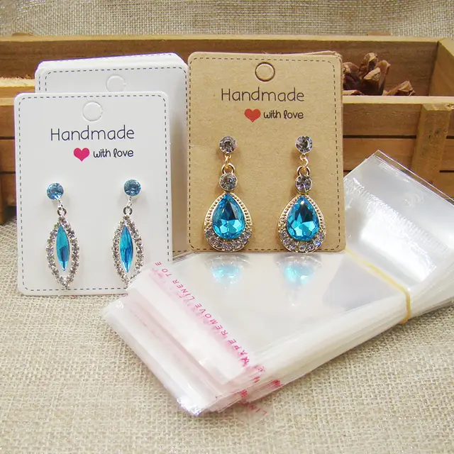 6 5 5cm Jewelry Kraft White Earring Cards Handmade With Love Printed Display Creative 100cards 100 Opp Bag 6 5 5cm Jewelry Kraft White Earring Cards Handmade With Love Printed Display Creative 100cards 100 Opp Bag