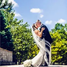 Новые 3M край белый Длинная фата невесты Один Слои 1 Слои Свадебная Фата с расческой