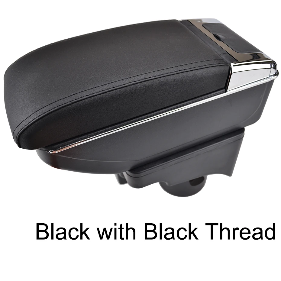 Автомобильный держатель для подлокотника, ящик для хранения, лоток для центральной консоли, подлокотник для VW Golf 6 Mk6 2008-2013 Jetta Mk5 06-2011 Vento 2009 2010 - Название цвета: Black thread