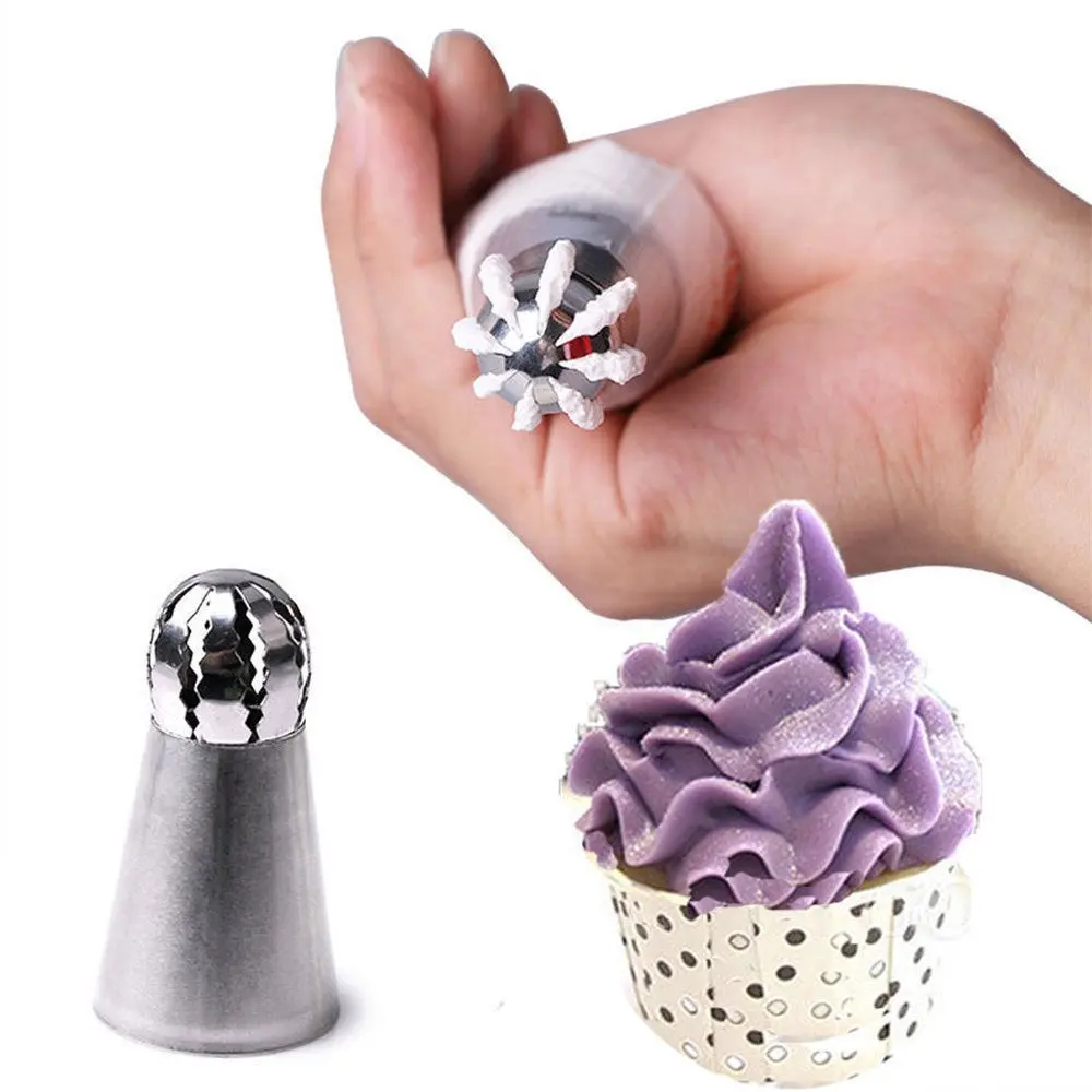 3 Piece Sphere Ball Shape Russian Icing Nozzles Tips Cupcake Decor Kitchen Baking Tool Plus Free Coupler Cake Decorating Tools