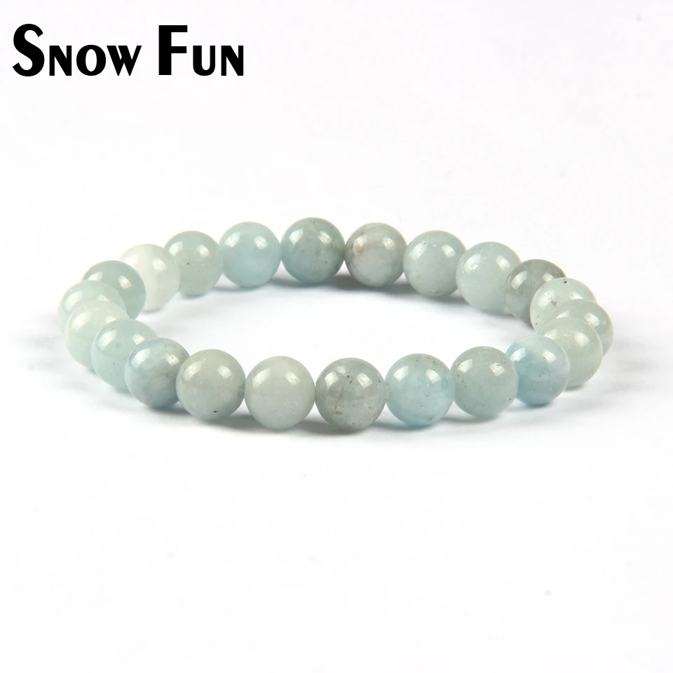 

Snow Fun 8mm Hot Sale Aquamarine Round Beaded Bracelet
