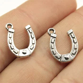 

40pcs Antique Silver Color Tone 0.6x0.5 Inch (15x12mm) Horse Shoe Charms Pendant For Jewelry Making DIY Jewelry Findings