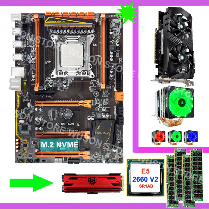 Потрясающий бренд HUANAN ZHI X79 материнская плата комплект GTX1050Ti 4G 240G NVME SSD Xeon E5 2660 V2 2,2 GHz Кулер 4*8G DDR3 1600 RECC Потрясающий бренд HUANAN ZHI X79 материнская плата комплект GTX1050Ti 4G 240G NVME SSD Xeon E5 2660 V2 2,2 GHz Кулер 4*8G DDR3 1600 RECC