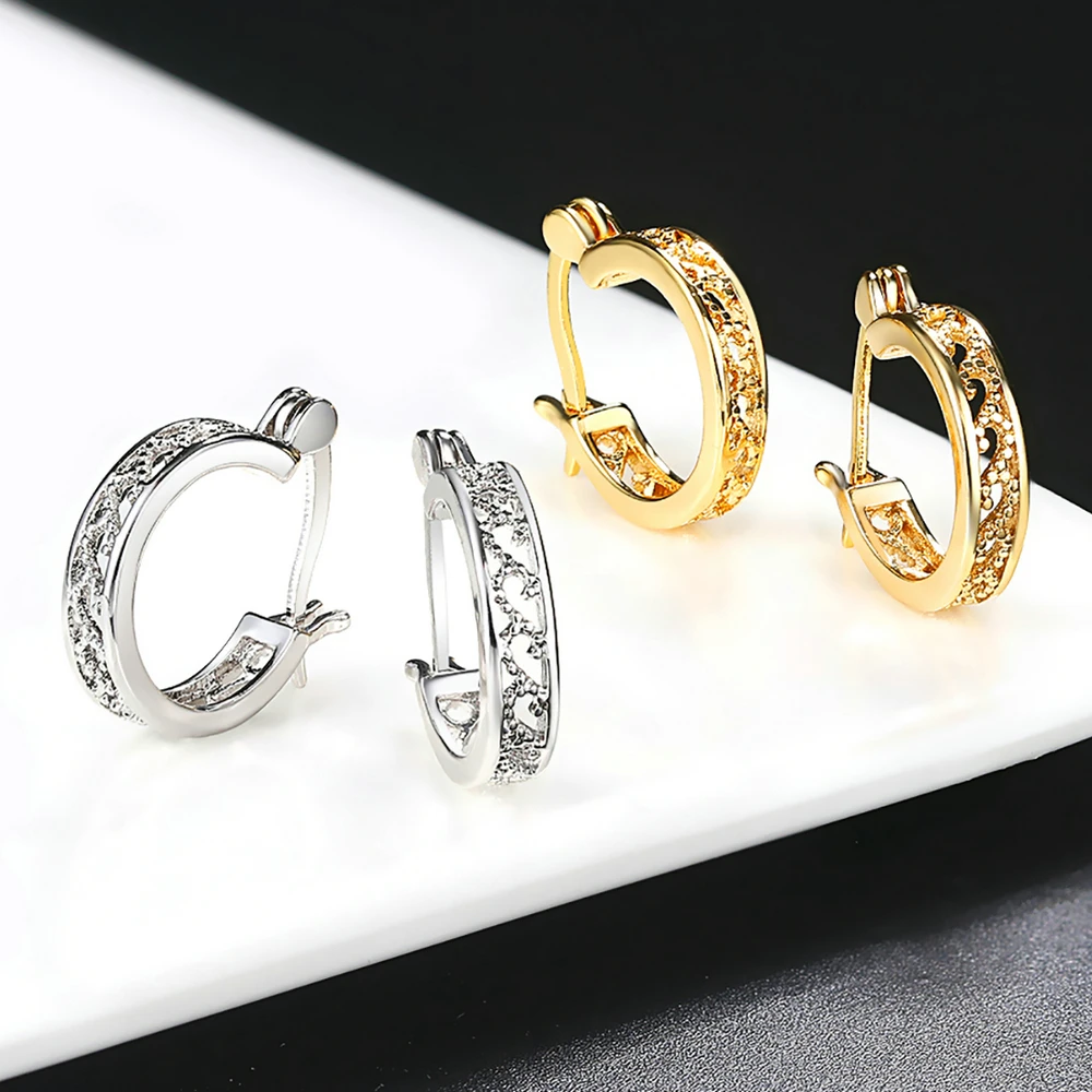 Классический дизайн с золотым Цвет полые круглые петли свадебные серьги в виде колец, для Для женщин ZYE833 ZYE853