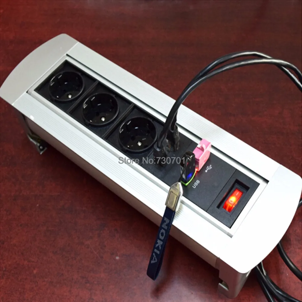 

2017 Multifunctional Manual Hotel Meeting Rotation Table Socket Dual RJ45 USB Flipping with Plug Switch free shipping