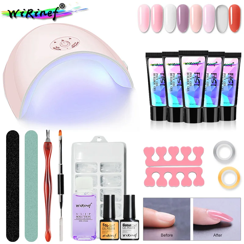 

WiRinef Acrylic Poly Gel Set 36w UV Builder Gel Extand Quick Nail Polish Gel Slip Solution Nail Form Polygel Tools Kit