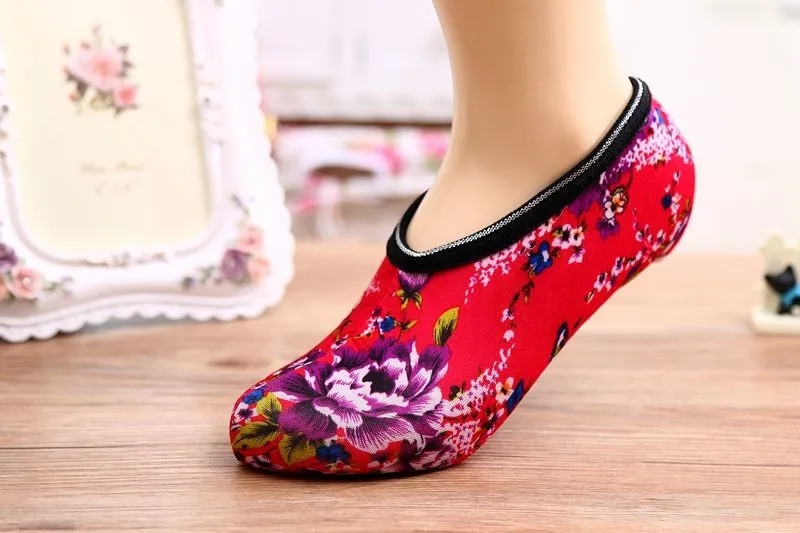 1 пара, Новые Модные Цветные противоскользящие гетры для ног, короткие носки, женские утепленные бархатные домашние носки-тапочки с цветами, yogo dance
