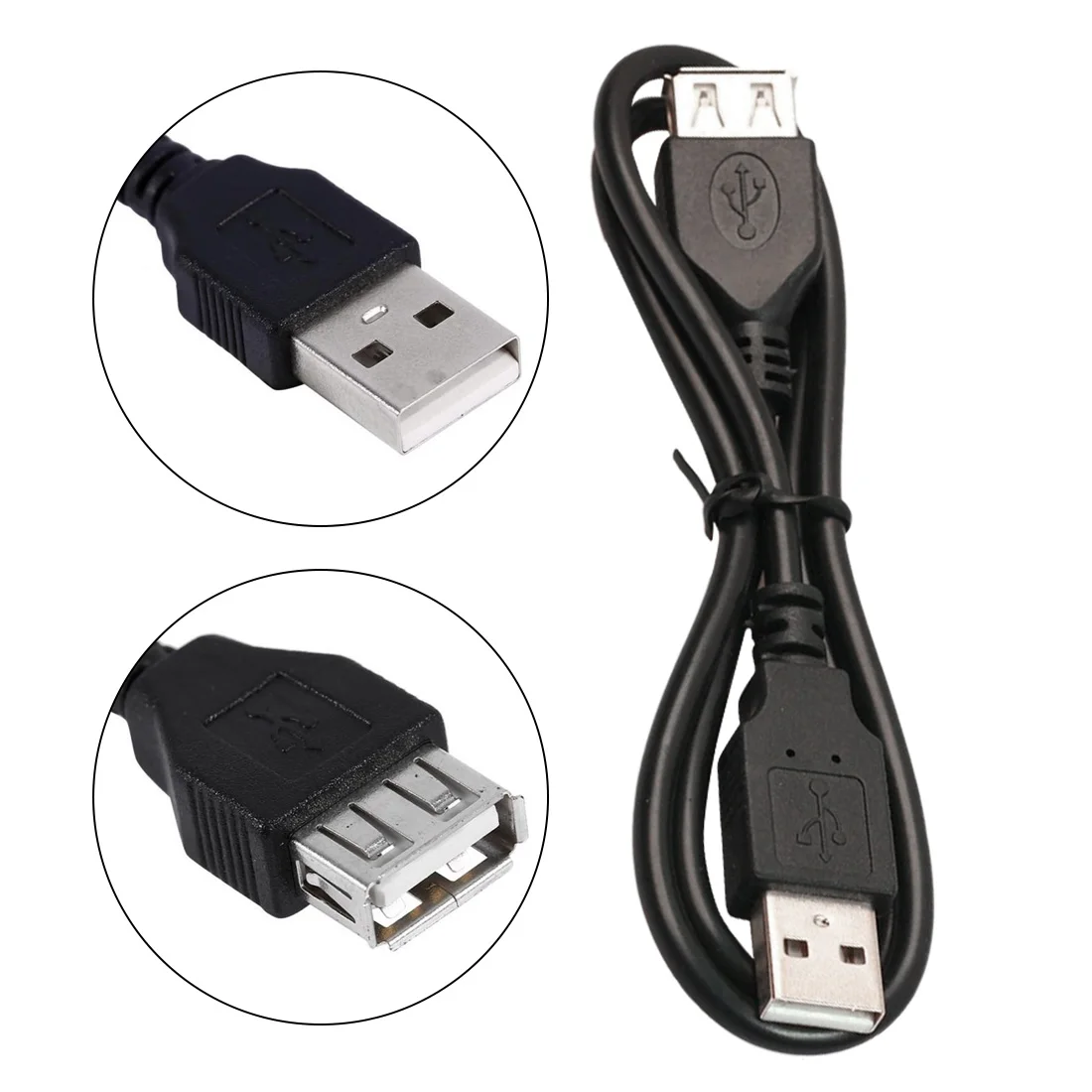 1PC OD3.5 Adapter Cable Black USB 2.0 Male to A Female Extension Extender Data Adapter Cable