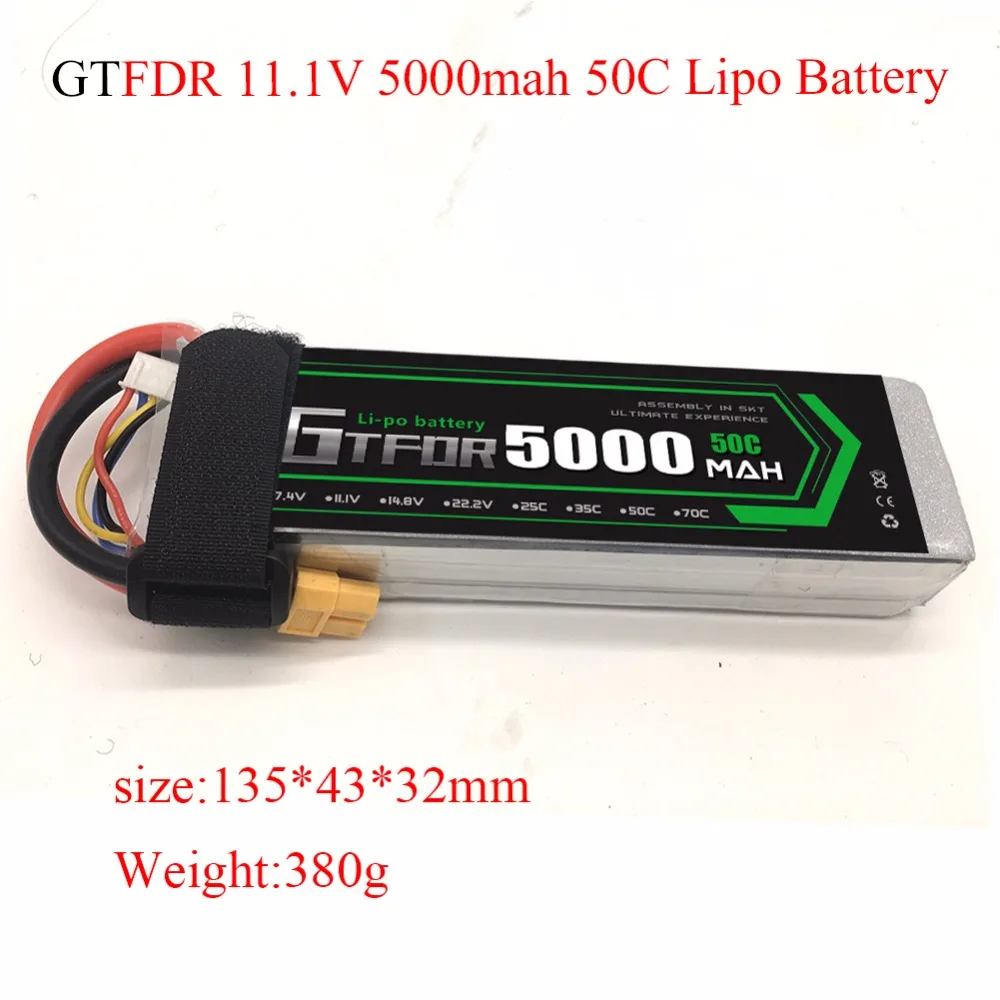 

GTFDR RC Lipo Battery FPV 450 500 AKKU 11.1V 5000mAh 50C 100C 3S RC LiPo Battery For RC Helicopter Boat Traxxas Car Battery
