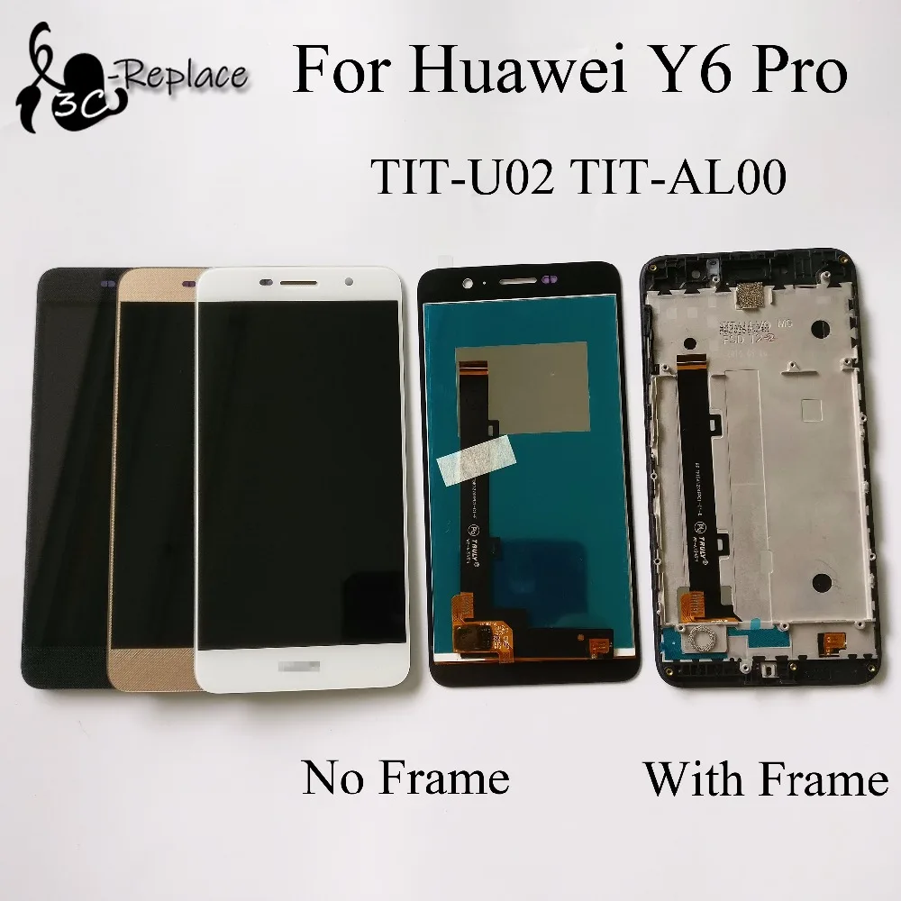 Протестированный черный/белый/золотой для huawei Y6Pro Y6 Pro TIT-U02 TIT-AL00 Полный ЖК-дисплей+ кодирующий преобразователь сенсорного экрана в сборе+ рамка