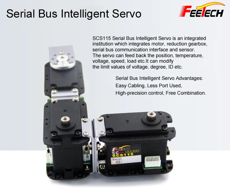 Robot Serial Bus Intelligent Servo, Feetech SCS115 Servo, 15kg cm Torque, Speed Voltage Load Position Temperature Feedback (9)